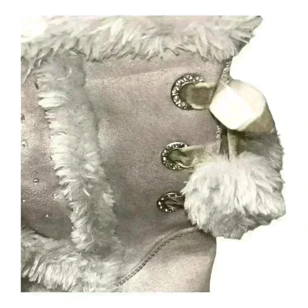 Justice Faux Fur Bling Boots Sz 8 - Picture 10 of 12